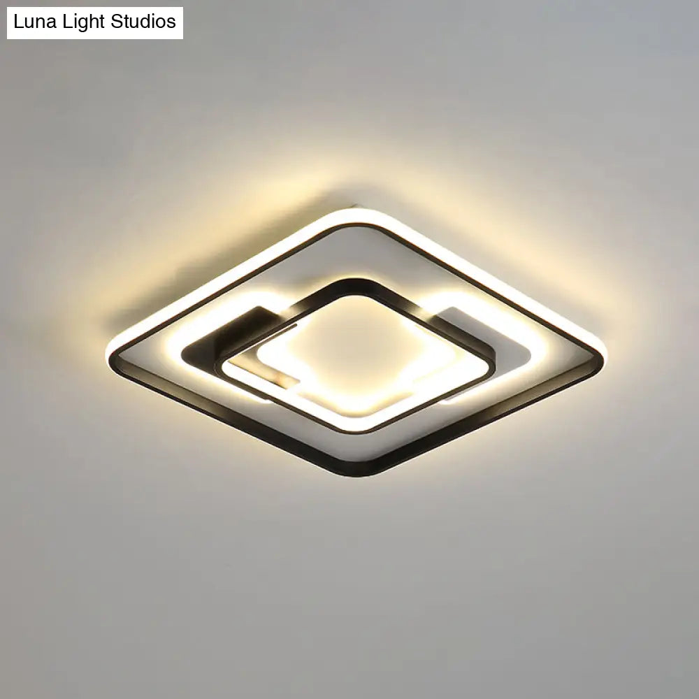 Modern Black Super Thin Led Flush Mount Ceiling Lamp In Warm/White Light