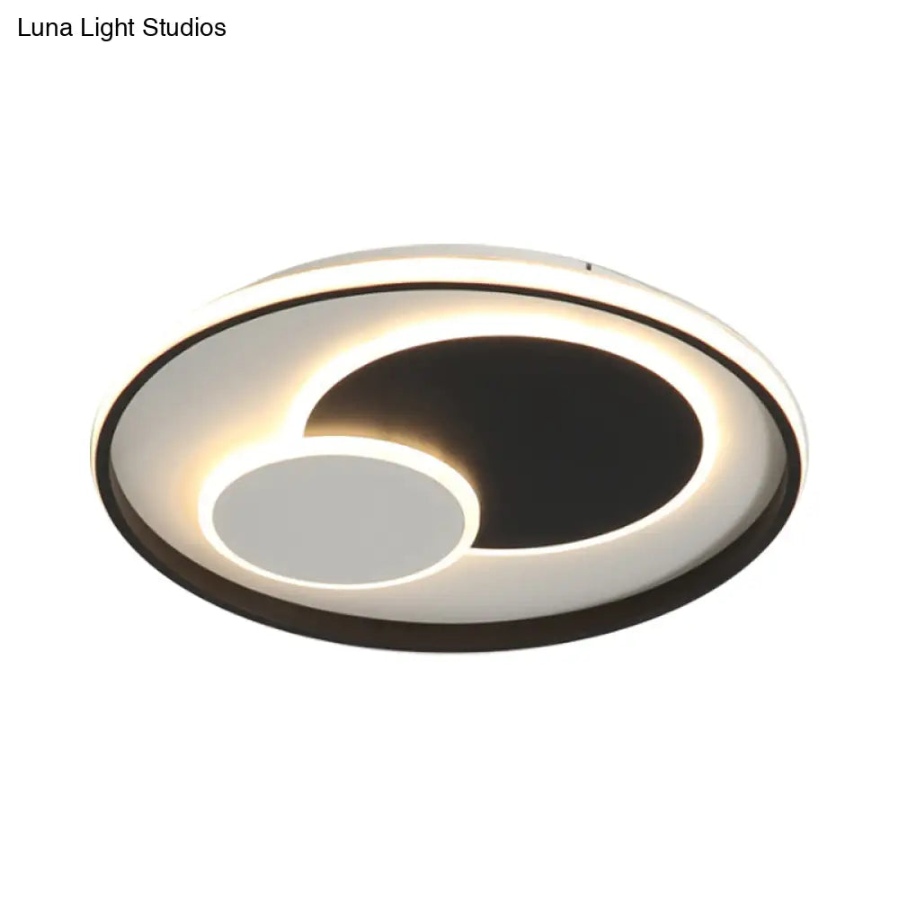 Modern Black Super Thin Led Flush Mount Ceiling Lamp In Warm/White Light