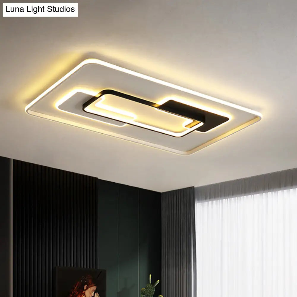 Modern Black Super Thin Led Flush Mount Ceiling Lamp In Warm/White Light