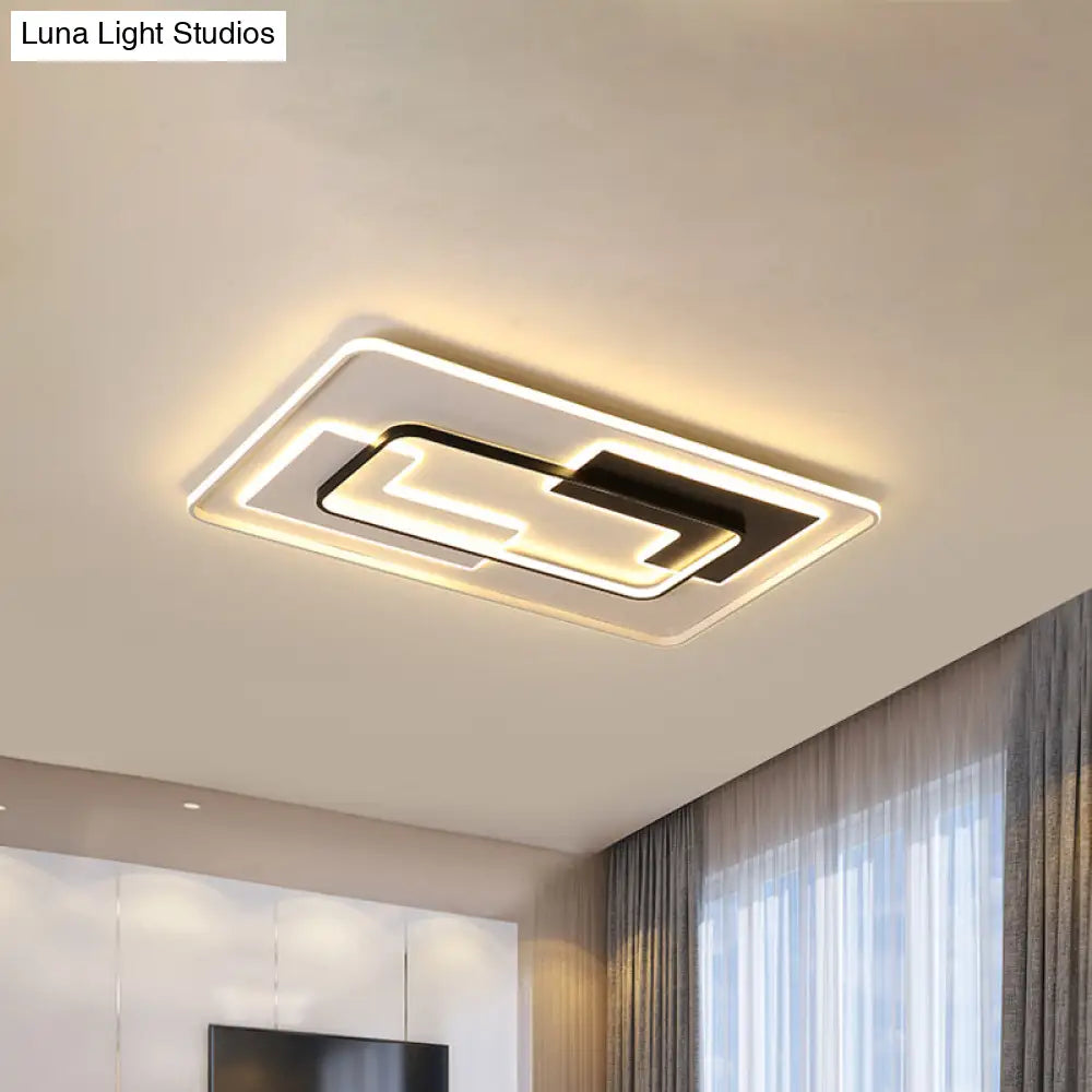 Modern Black Super Thin Led Flush Mount Ceiling Lamp In Warm/White Light