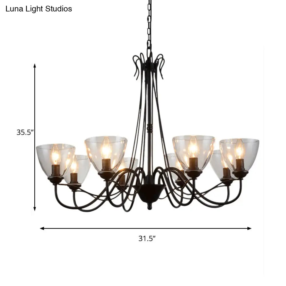 Modern Black Clear Glass Pendant Light Chandelier For Living Room - 3/5/6 Lights