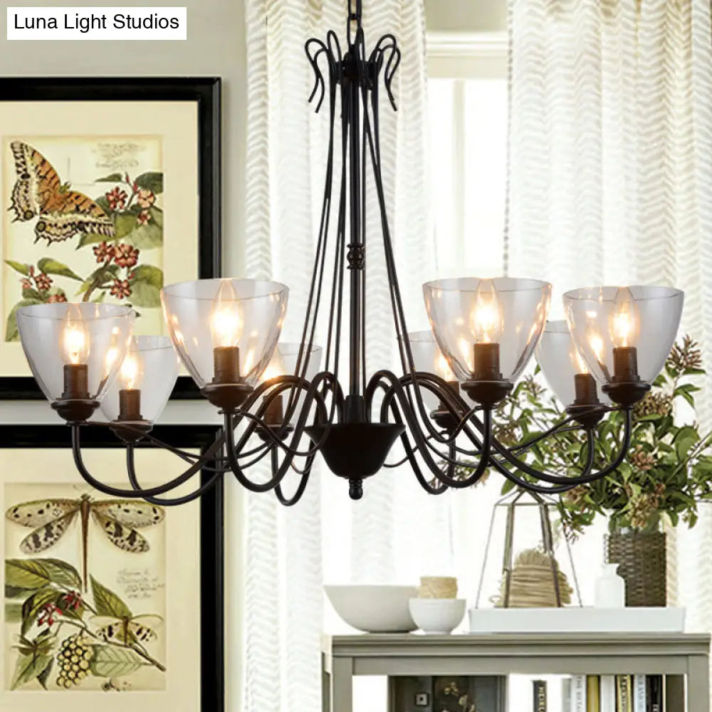 Modern Black Clear Glass Pendant Light Chandelier For Living Room - 3/5/6 Lights 8 /