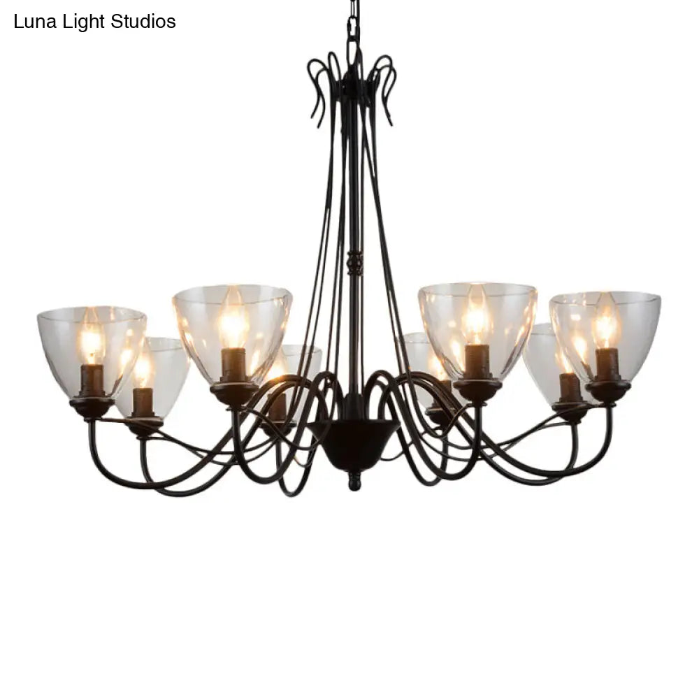 Modern Black Clear Glass Pendant Light Chandelier For Living Room - 3/5/6 Lights