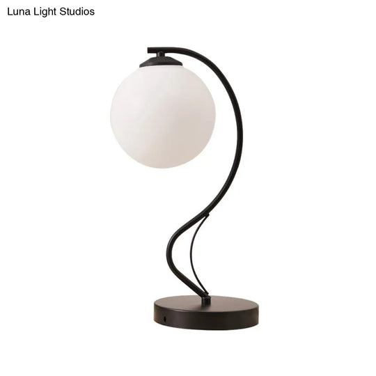 Modern Black Task Lamp With Frosted Glass Globe Shade