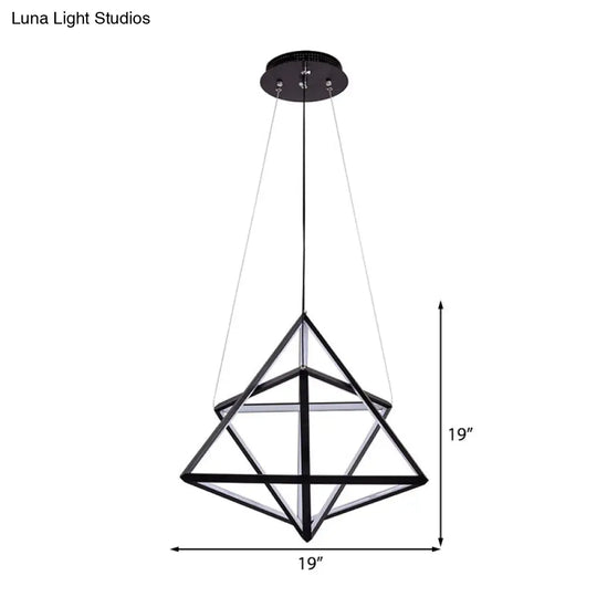 Modern Acrylic Triangle Chandelier With Black Led Lights For Dining Room