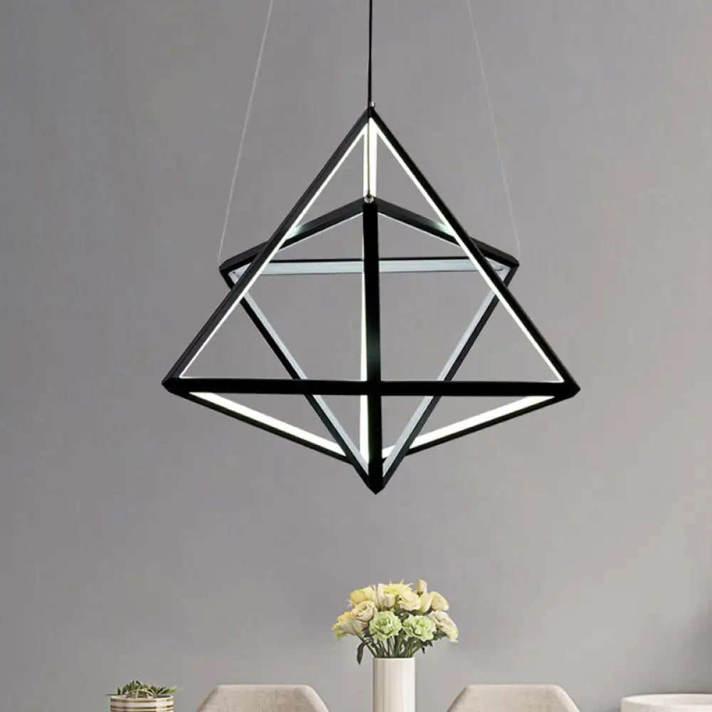 Modern Black Triangle Acrylic Led Chandelier - Stylish Dining Room Suspension Light