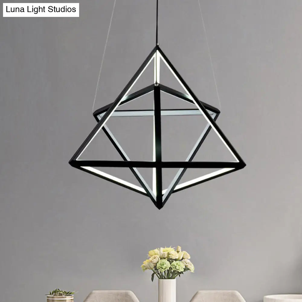 Modern Acrylic Triangle Chandelier With Black Led Lights For Dining Room