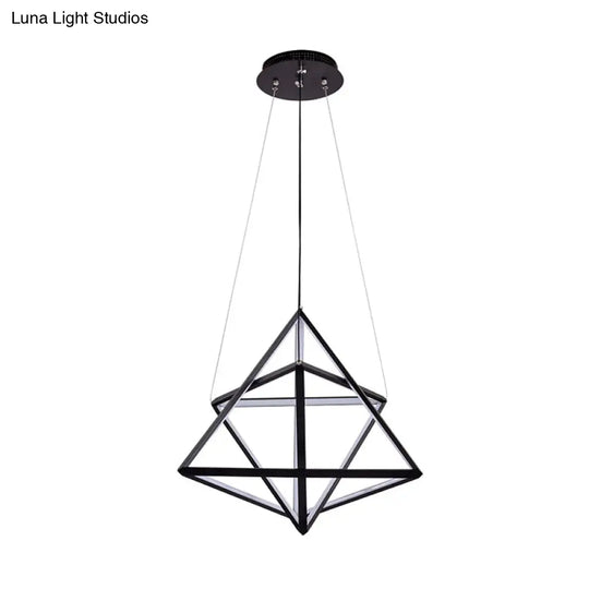 Modern Black Triangle Acrylic Led Chandelier - Stylish Dining Room Suspension Light