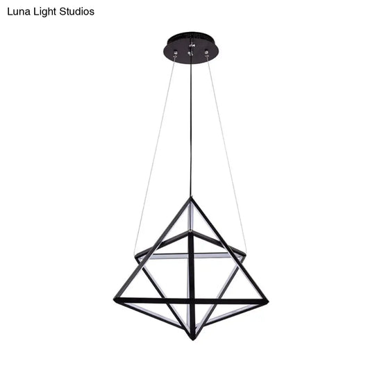 Modern Acrylic Triangle Chandelier With Black Led Lights For Dining Room