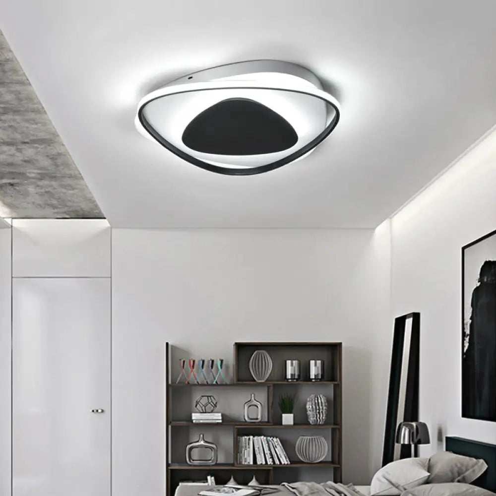 Modern Black Triangle Led Ceiling Light Fixture - Warm/White Acrylic Flush Mount Lighting / White