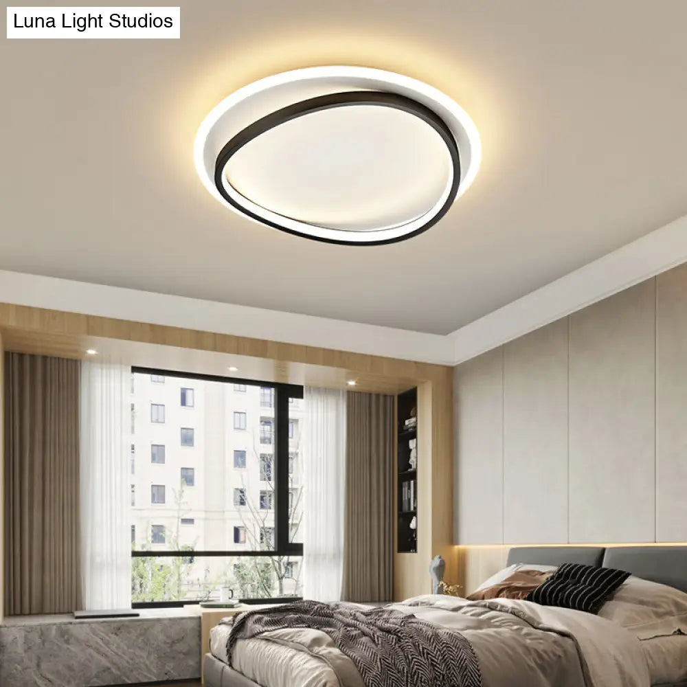 Modern Black Triangle Led Ceiling Light For Bedroom - Simplicity Metal Flush Mount Lamp