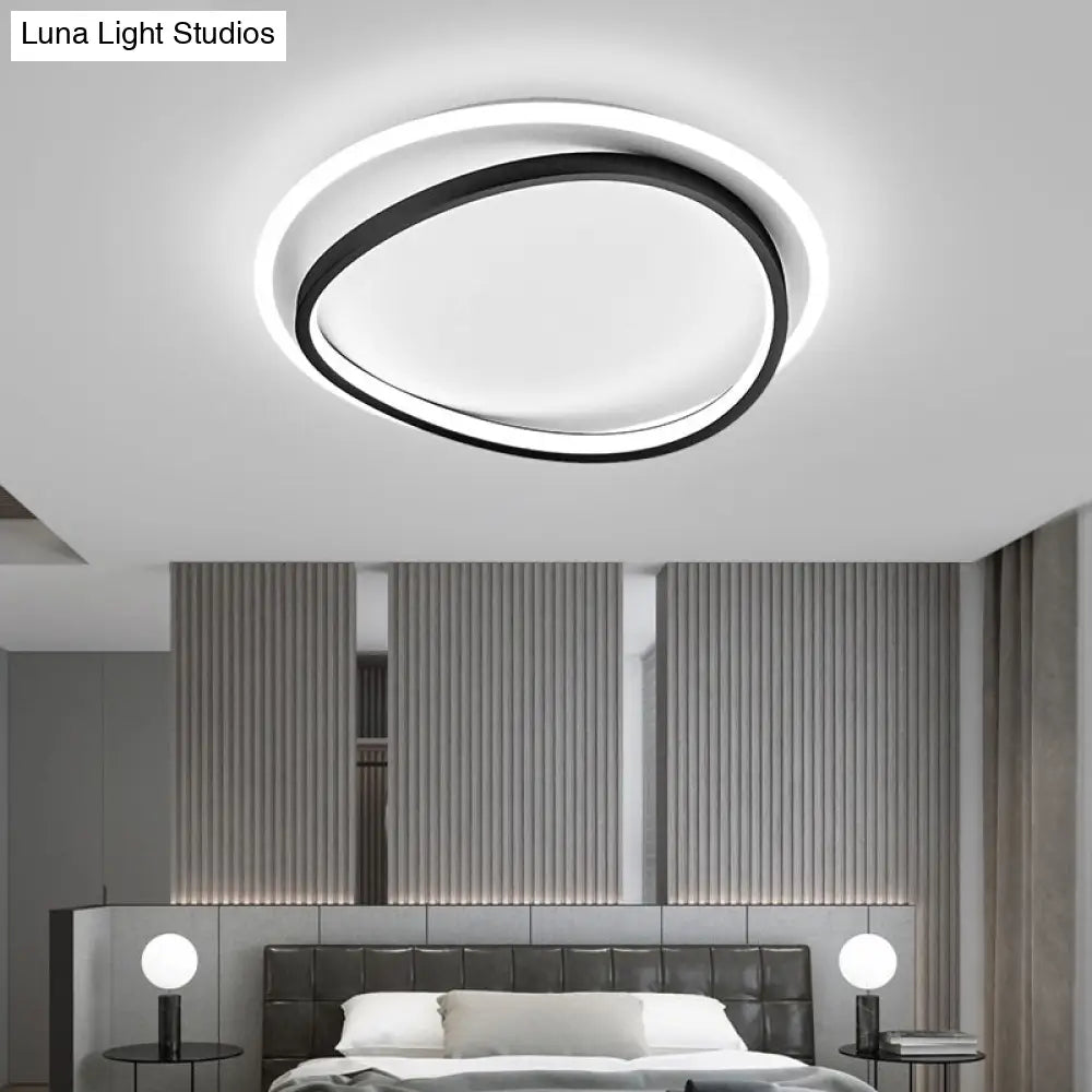 Modern Black Triangle Led Ceiling Light For Bedroom - Simplicity Metal Flush Mount Lamp