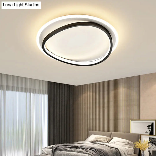 Modern Black Triangle Led Ceiling Light For Bedroom - Simplicity Metal Flush Mount Lamp