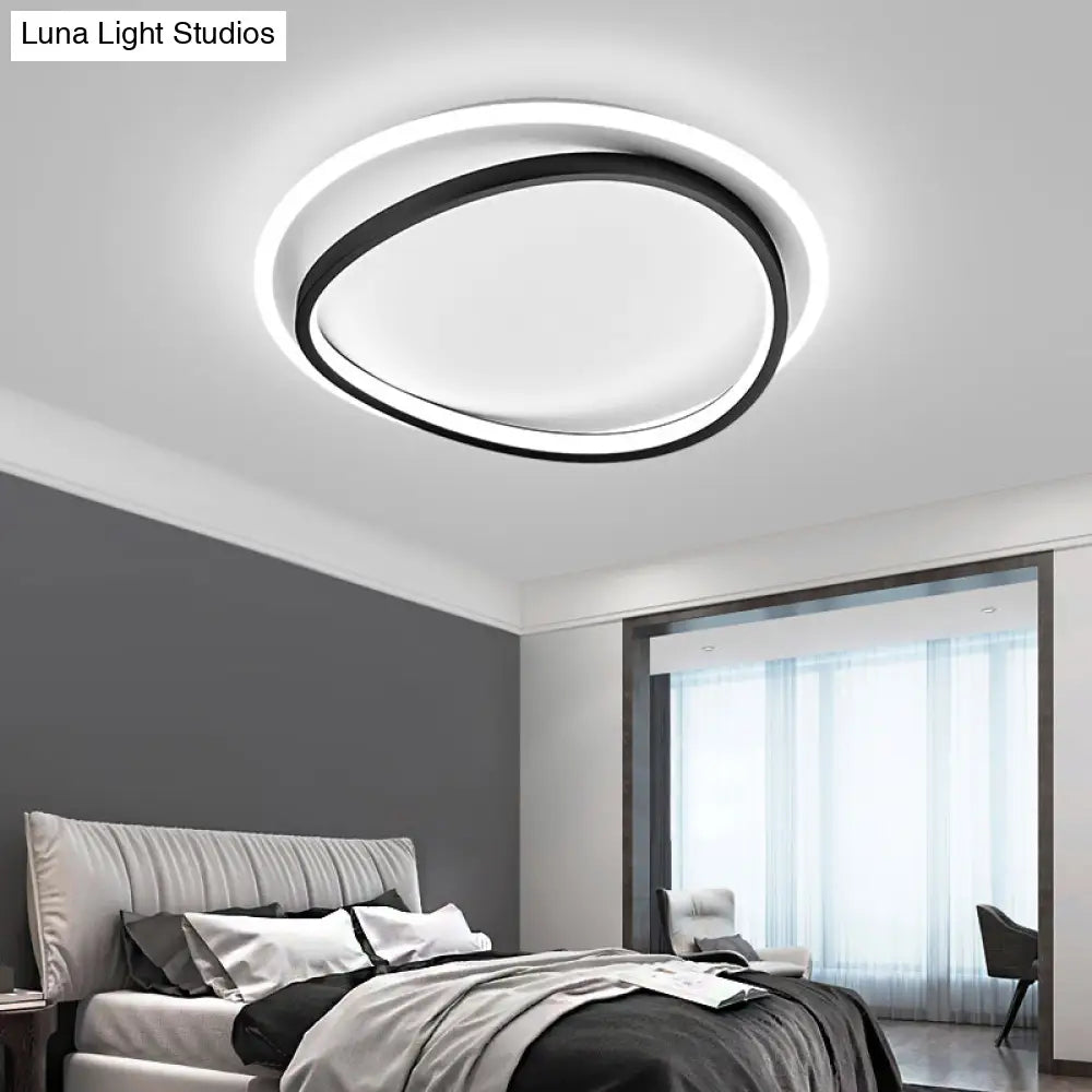 Modern Black Triangle Led Ceiling Light For Bedroom - Simplicity Metal Flush Mount Lamp