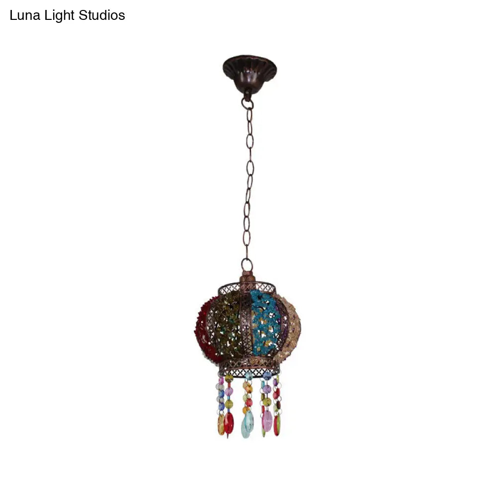 Modern Black Turkish Stained Glass Hanging Light For Dining Room - Flared/Lantern/Tapered Style