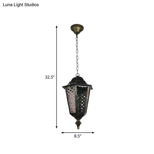 Modern Black Turkish Stained Glass Hanging Light For Dining Room - Flared/Lantern/Tapered Style