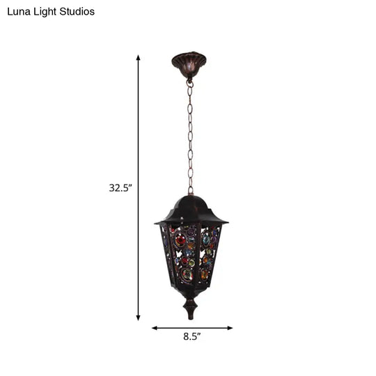 Modern Black Turkish Stained Glass Hanging Light For Dining Room - Flared/Lantern/Tapered Style