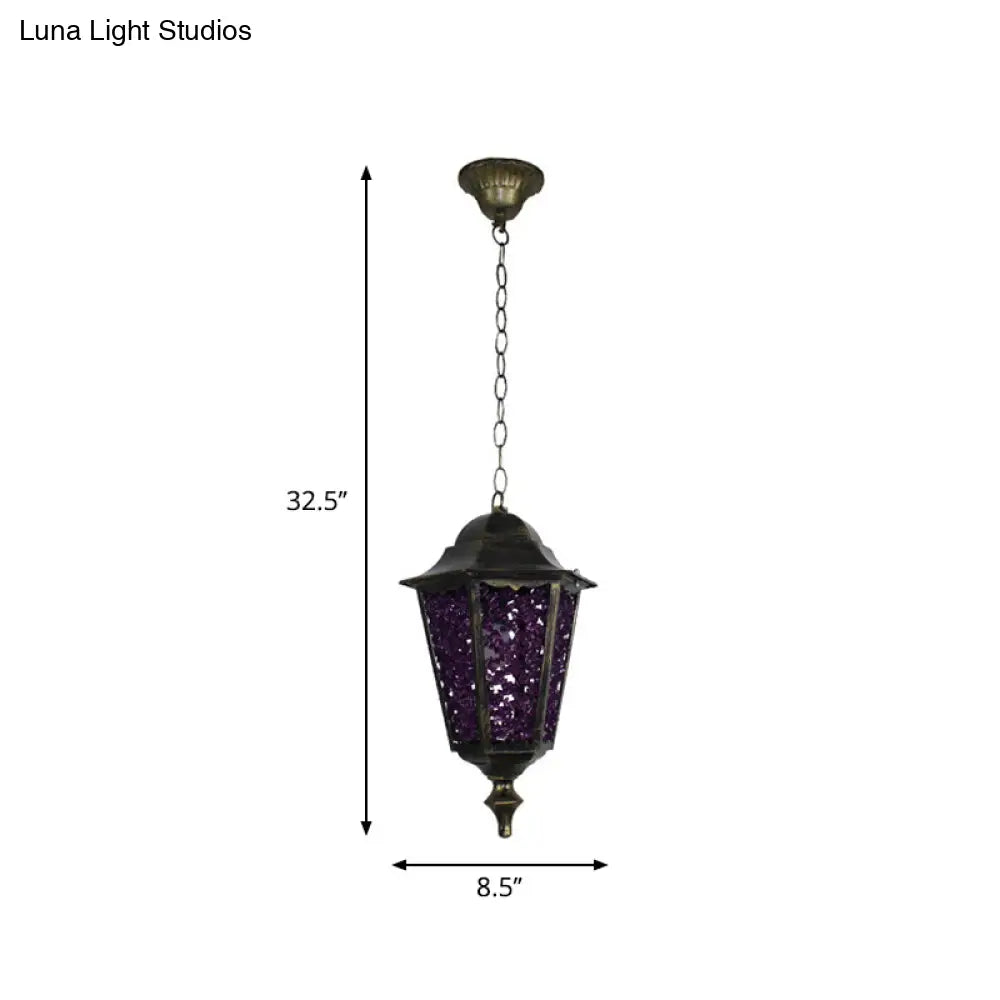 Modern Black Turkish Stained Glass Hanging Light For Dining Room - Flared/Lantern/Tapered Style