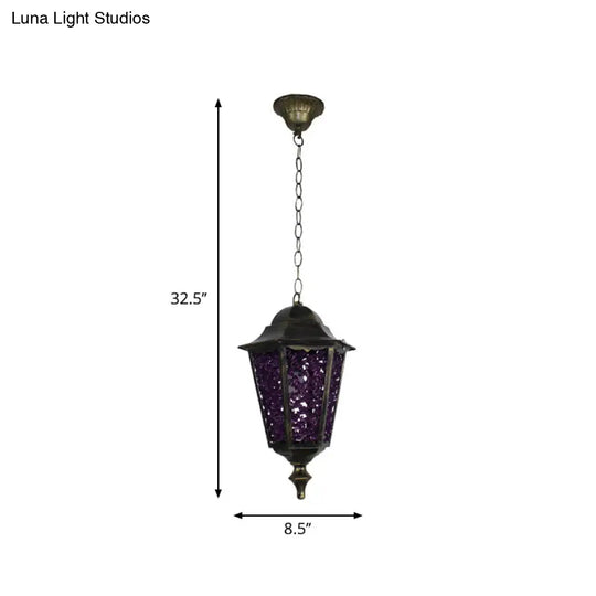 Modern Black Turkish Stained Glass Hanging Light For Dining Room - Flared/Lantern/Tapered Style