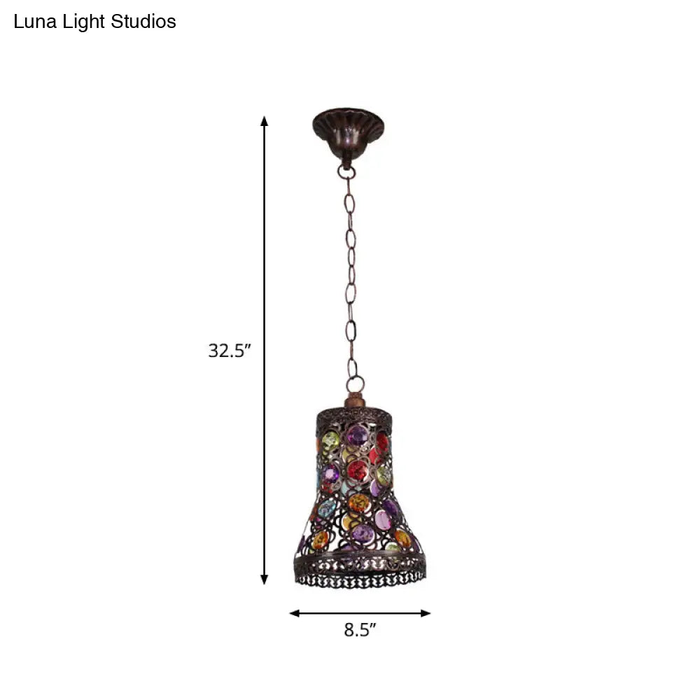 Modern Black Turkish Stained Glass Hanging Light For Dining Room - Flared/Lantern/Tapered Style