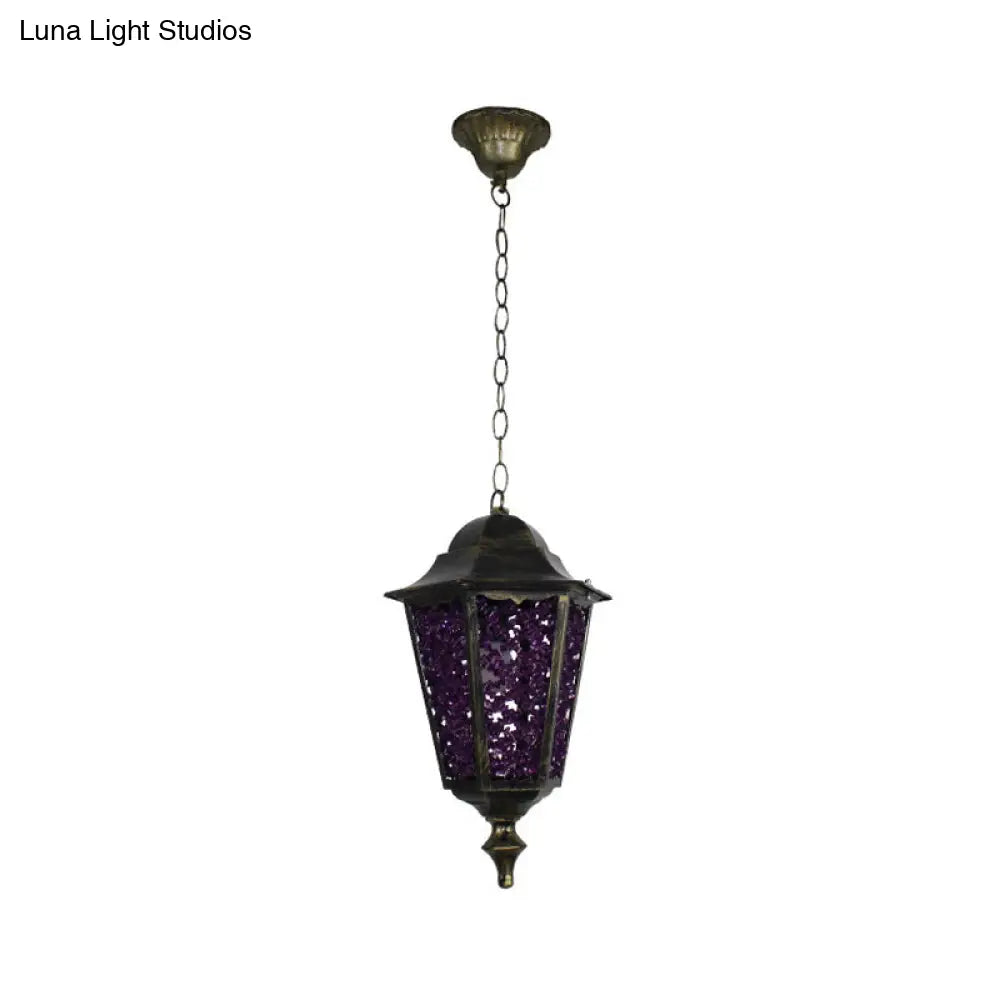 Modern Black Turkish Stained Glass Hanging Light For Dining Room - Flared/Lantern/Tapered Style