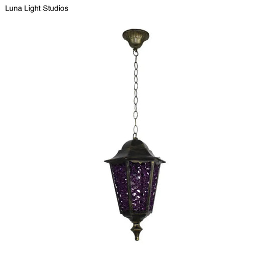 Modern Black Turkish Stained Glass Hanging Light For Dining Room - Flared/Lantern/Tapered Style