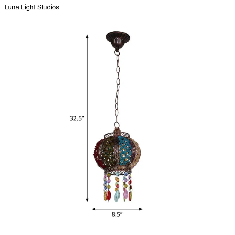 Modern Black Turkish Stained Glass Hanging Light For Dining Room - Flared/Lantern/Tapered Style