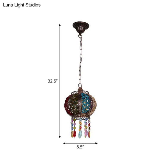 Modern Black Turkish Stained Glass Hanging Light For Dining Room - Flared/Lantern/Tapered Style