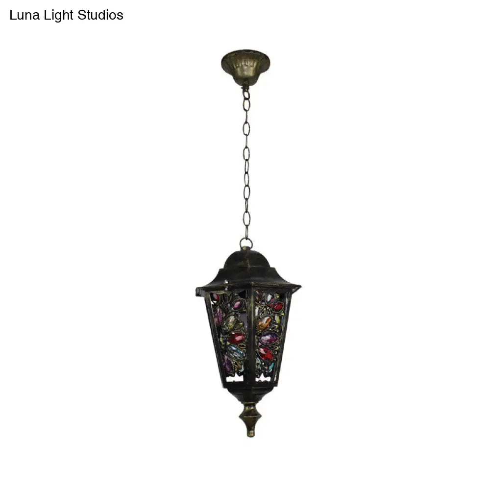 Modern Black Turkish Stained Glass Hanging Light For Dining Room - Flared/Lantern/Tapered Style