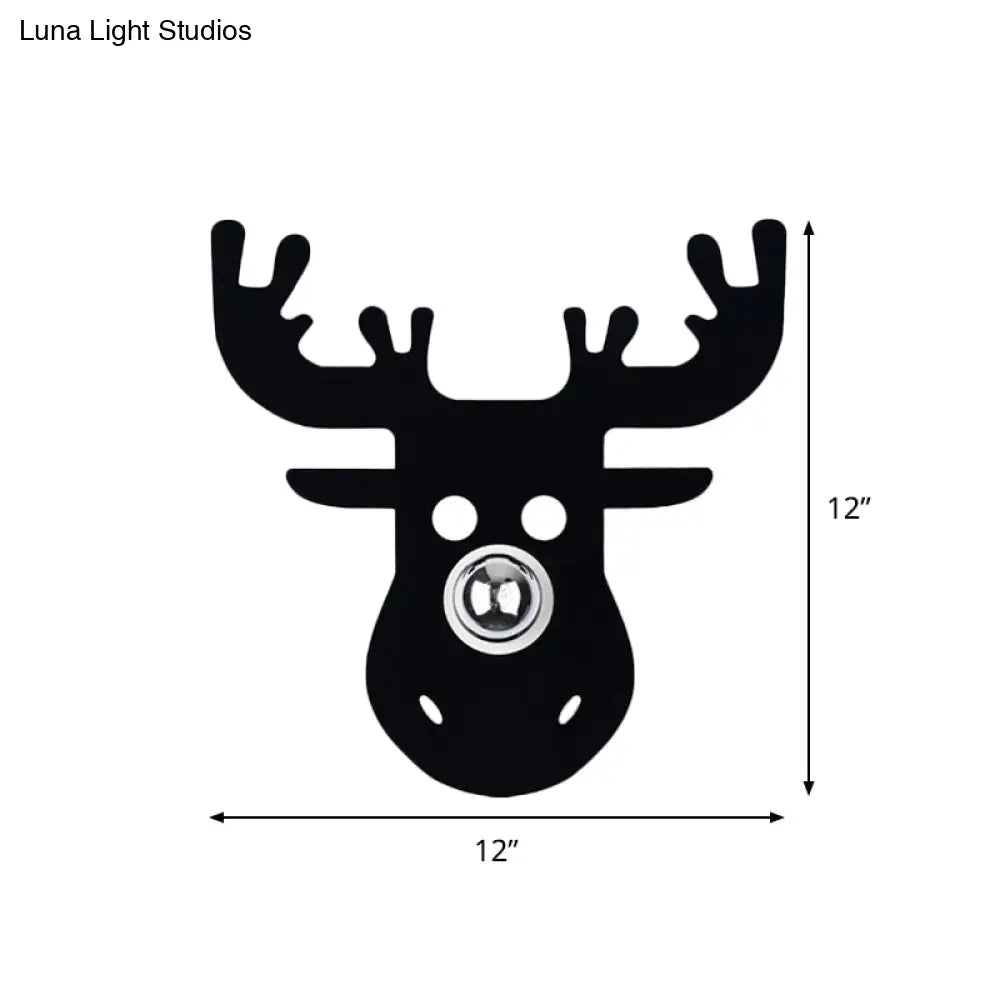 Modern Black Wall Light With Deer Metal Shade For Bedroom Sconce Lighting