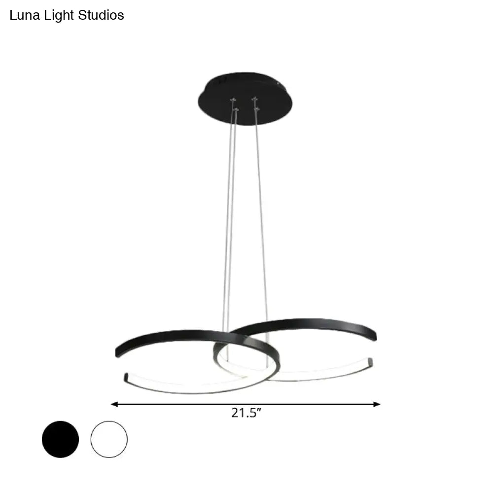 Modern Black/White C-Frame Chandelier Lamp - Led Down Lighting Pendant In Warm/White Light