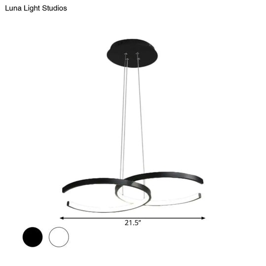 Modern Black/White C-Frame Chandelier Lamp - Led Down Lighting Pendant In Warm/White Light