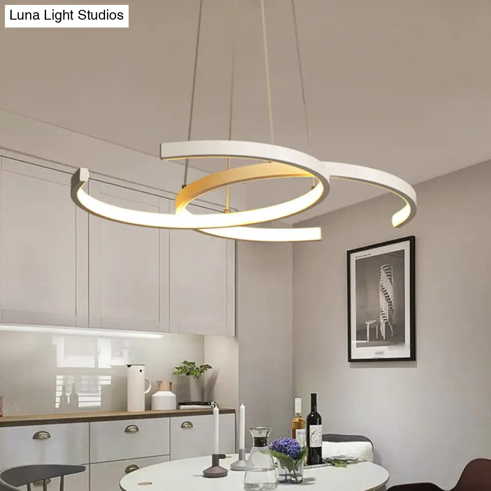 Modern Black/White C-Frame Chandelier Lamp - Led Down Lighting Pendant In Warm/White Light White /