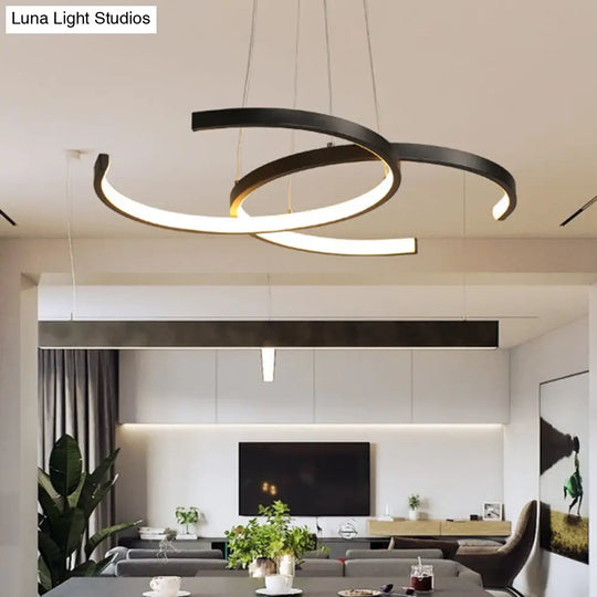 Modern Black/White C-Frame Chandelier Lamp - Led Down Lighting Pendant In Warm/White Light Black /