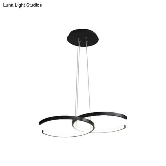 Modern Black/White C-Frame Chandelier Lamp - Led Down Lighting Pendant In Warm/White Light