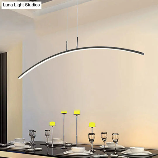 Modern Black/White Arched Pendant Light With Acrylic Led And Warm/White Glow