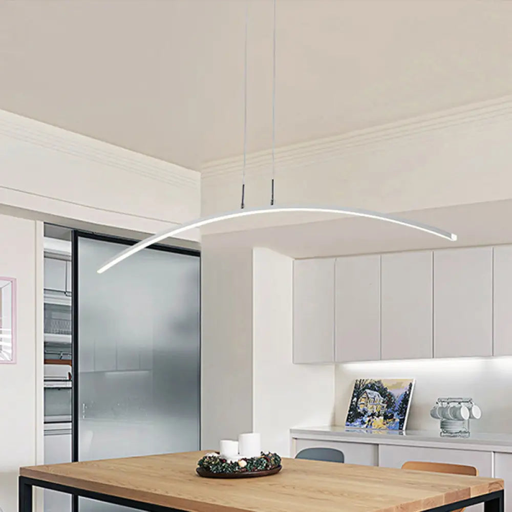 Modern Black/White Arched Pendant Light With Acrylic Led And Warm/White Glow White / Warm