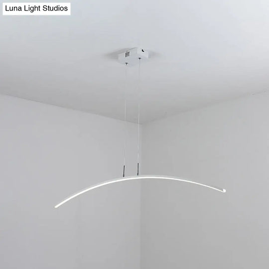 Modern Black/White Arched Pendant Light With Acrylic Led And Warm/White Glow