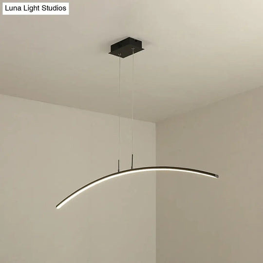 Modern Black/White Arched Pendant Light With Acrylic Led And Warm/White Glow