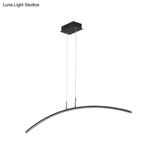 Modern Black/White Arched Pendant Light With Acrylic Led And Warm/White Glow