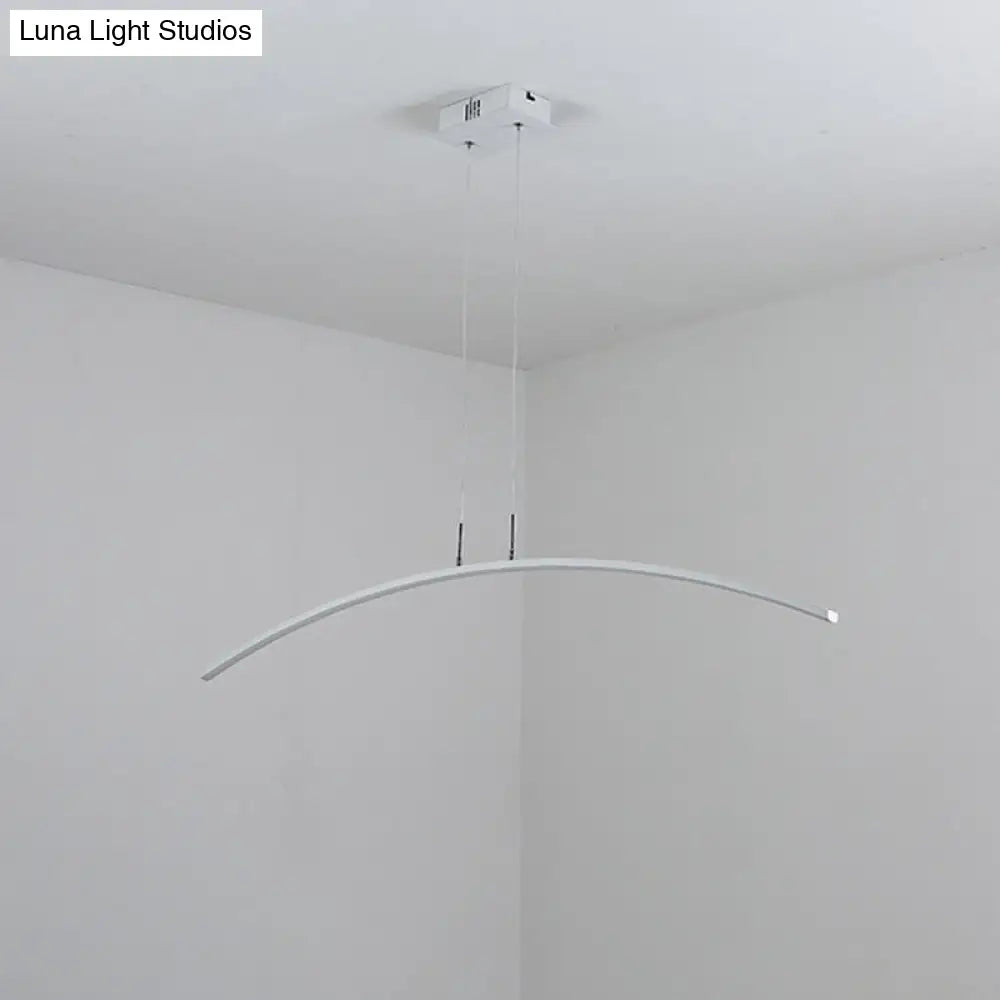 Modern Black/White Arched Pendant Light With Acrylic Led And Warm/White Glow