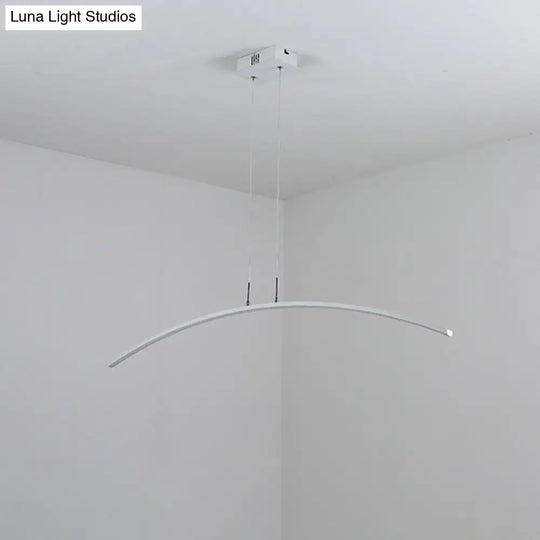 Modern Black/White Arched Pendant Light With Acrylic Led And Warm/White Glow