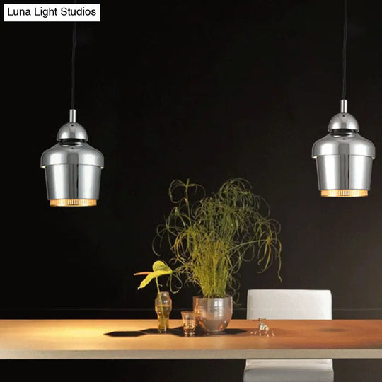 Modern Black And White Jar Pendant Light With Chrome Accents