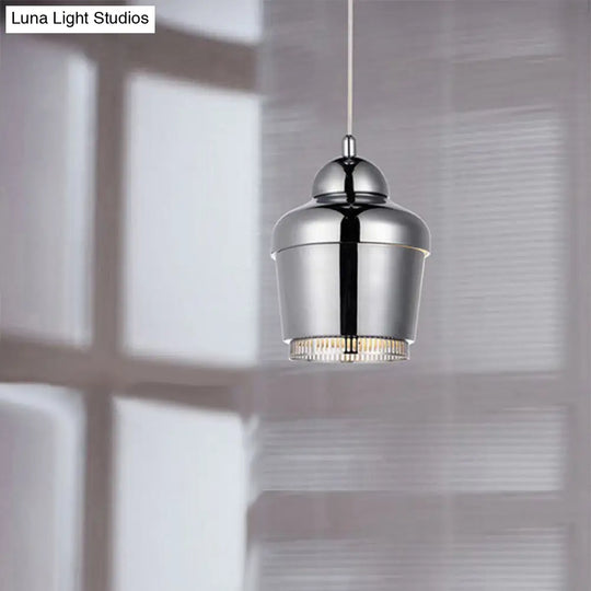 Modern Black And White Jar Pendant Light With Chrome Accents