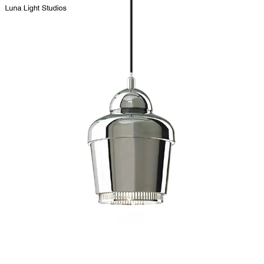 Modern Black And White Jar Pendant Light With Chrome Accents