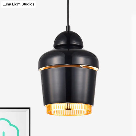 Modern Black/White/Chrome Jar Pendant Ceiling Light - Stylish Iron Hanging