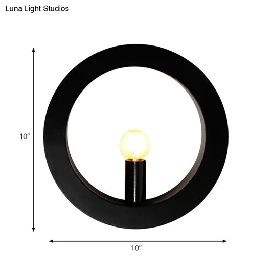 Modern Black/White Circle Wall Light - Simple Metallic 1 Lamp For Bedroom And Hallway