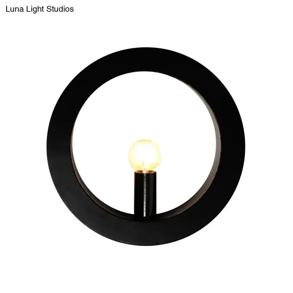 Modern Black/White Circle Wall Light - Simple Metallic 1 Lamp For Bedroom And Hallway