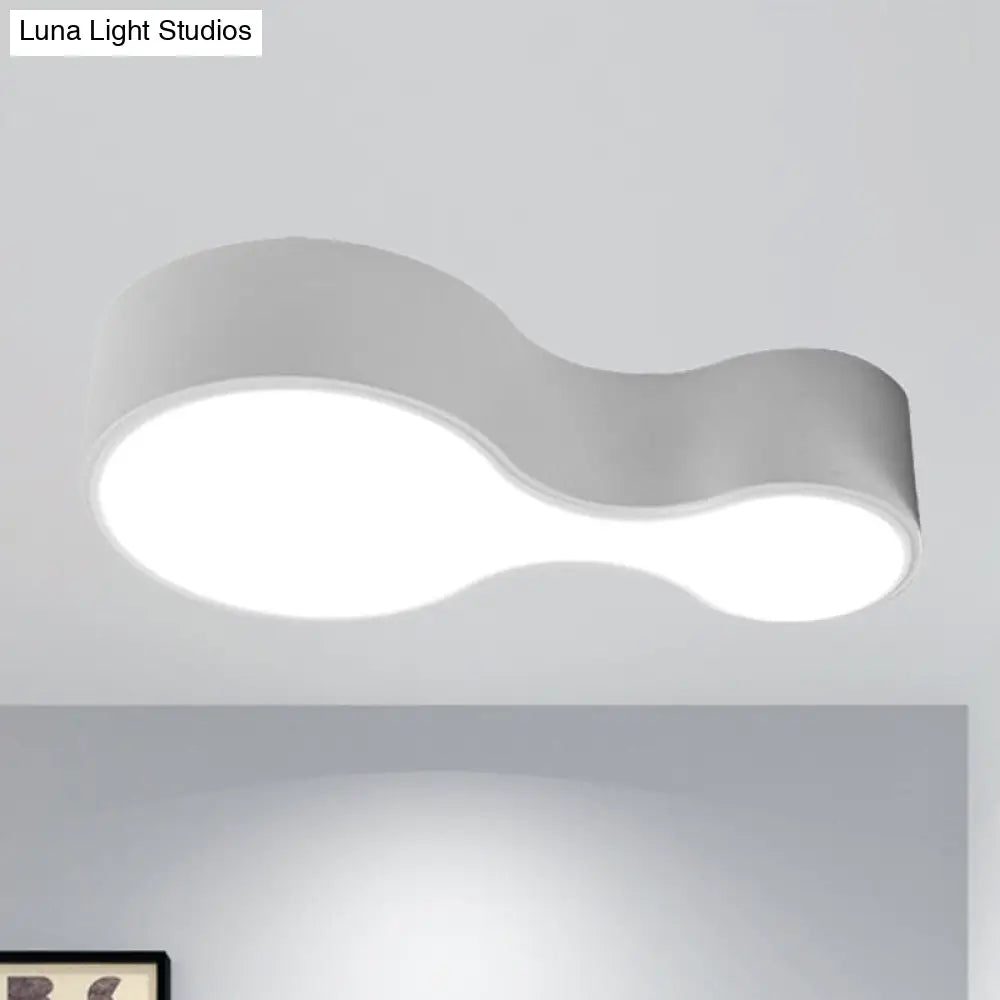 Modern Black/White Curved Flush Led Metal Ceiling Lamp With Frosted Diffuser White