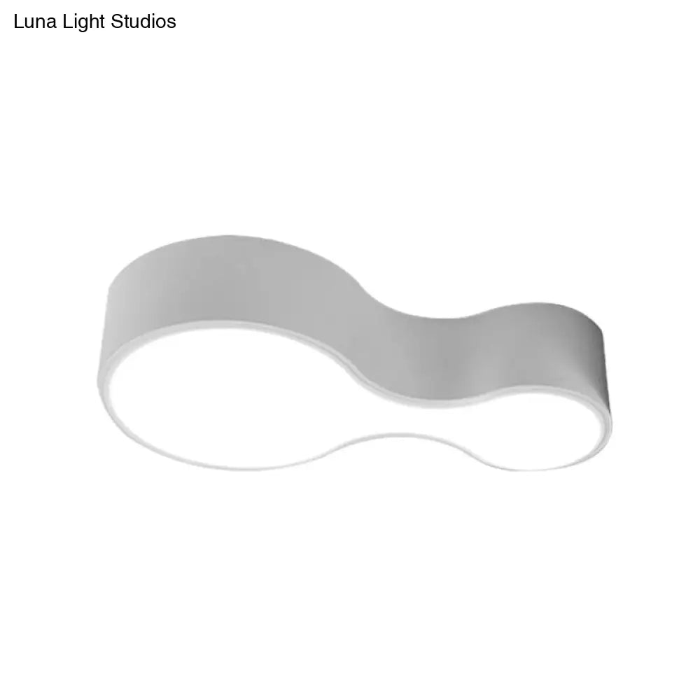 Modern Black/White Curved Flush Led Metal Ceiling Lamp With Frosted Diffuser